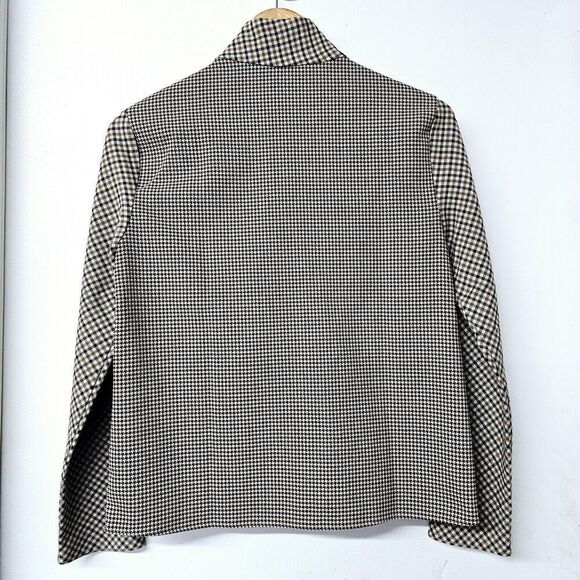 Zara Brown Black Long Sleeve Plaid Houndstooth Patchwork Button Top Size XS - Picture 4 of 4